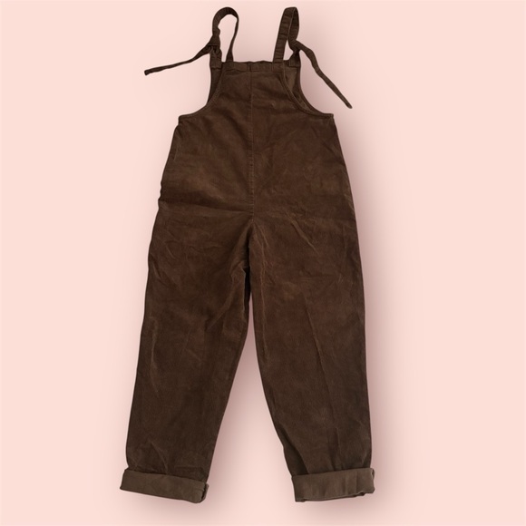 Lucy & Yak Brown Corduroy Overalls dungarees Sz 2 raw hem - Picture 6 of 8